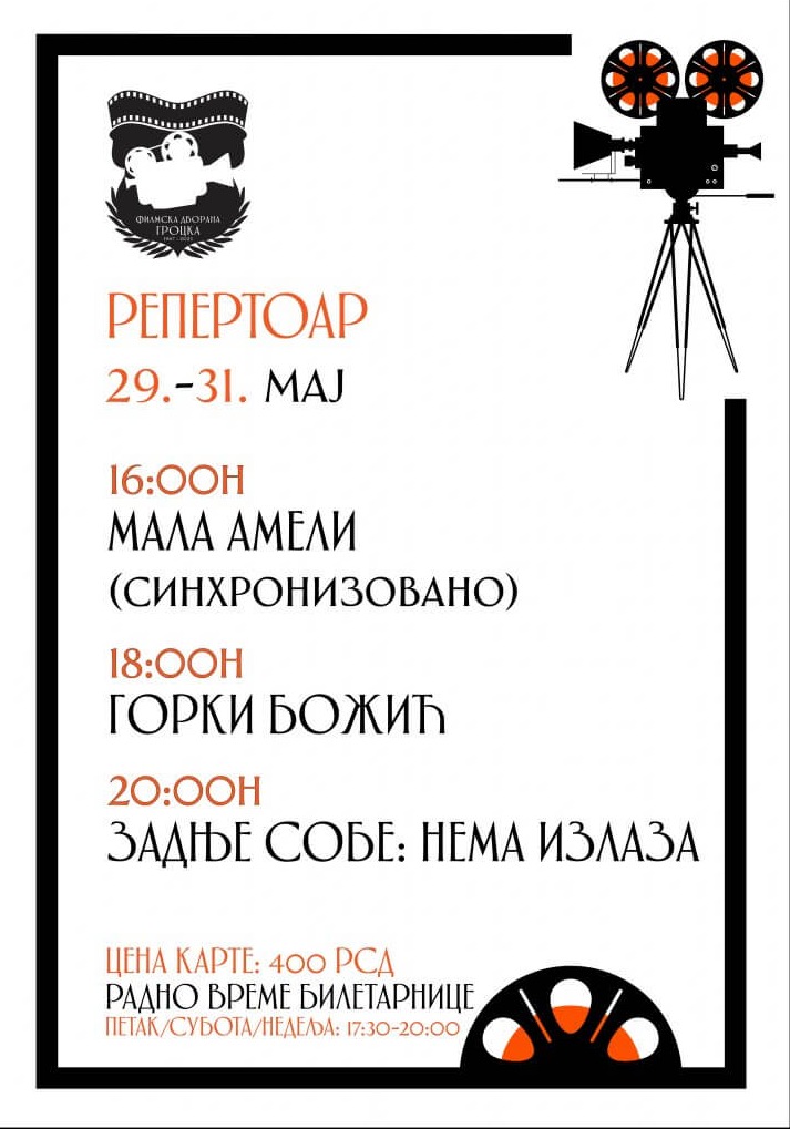 Repertoar za bioskop u Grockoj