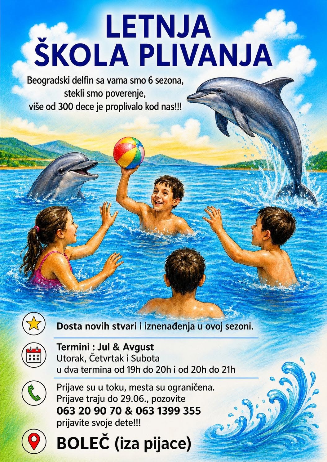 Letnja škola plivanja „Beogradski delfin“ u Boleču upisuje 6. sezonu!