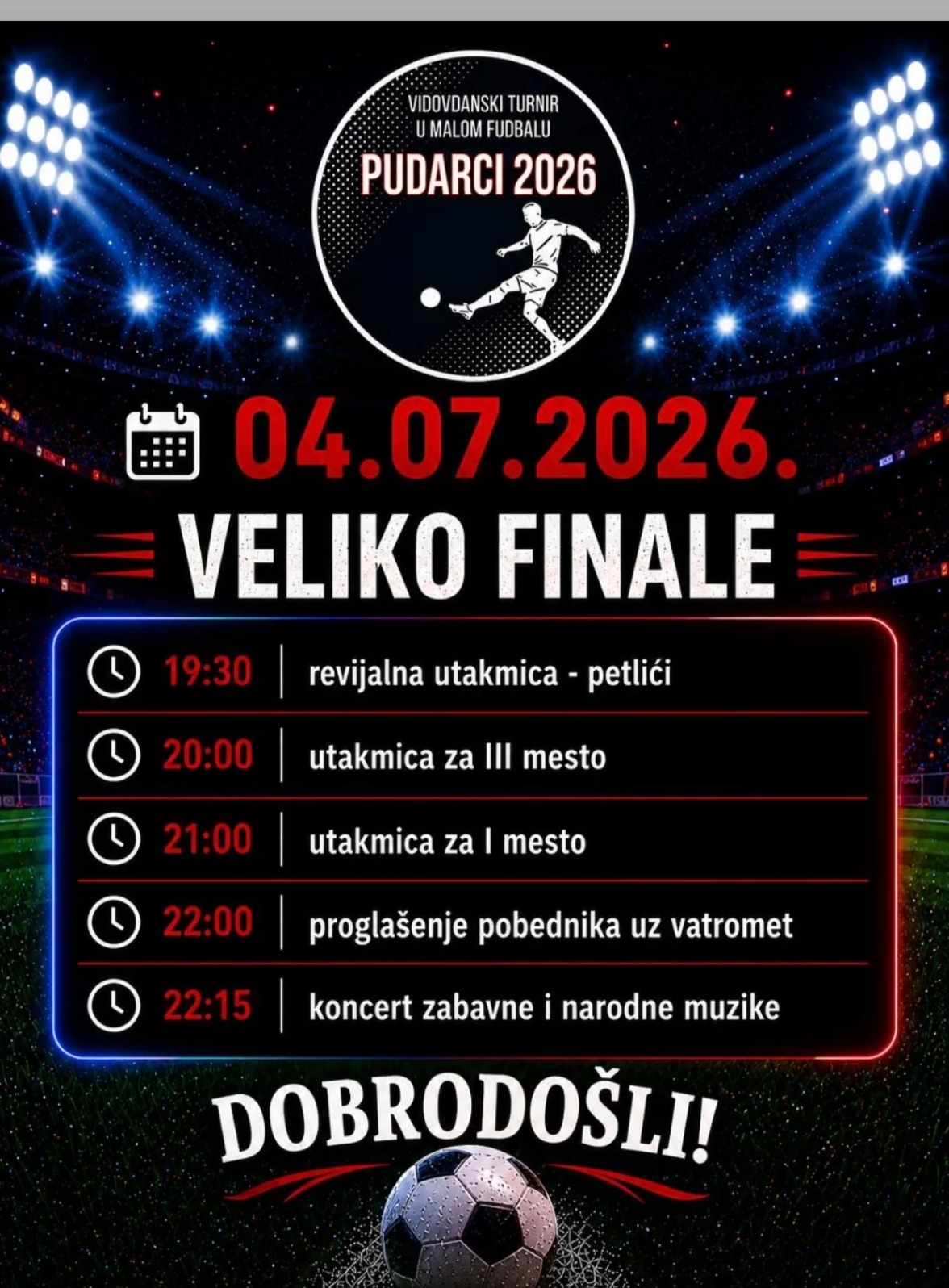 Vidovdanski turnir u malom fudbalu u Pudarcima