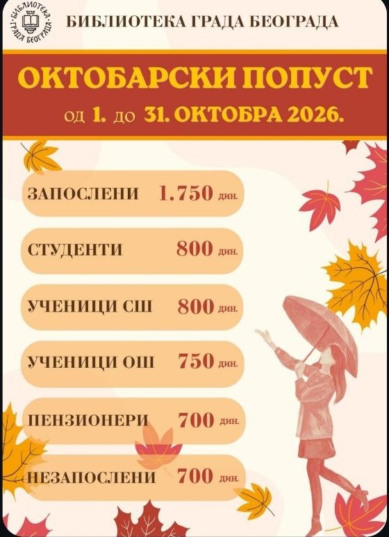 Oktobarski popust u Biblioteci „Ilija Garašanin“ u Grockoj