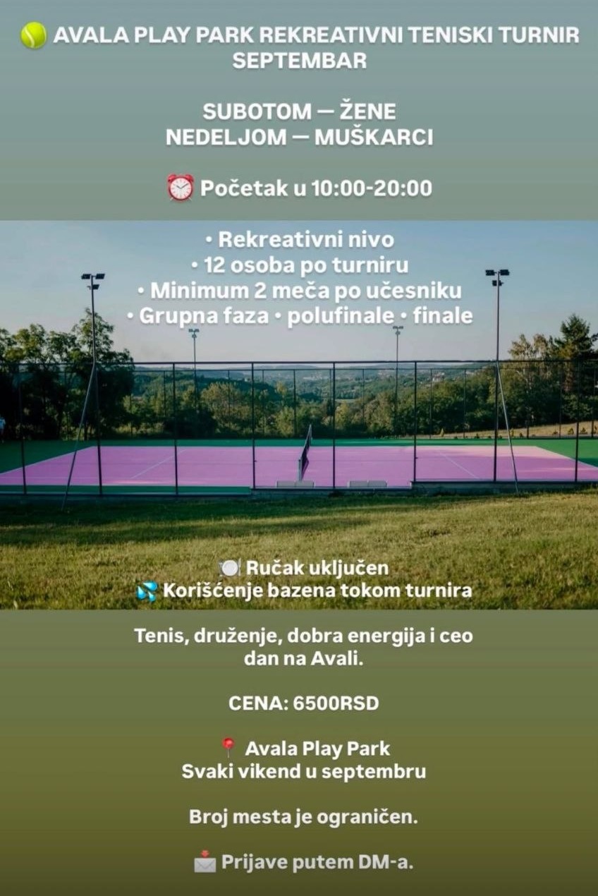 🎾 Rekreativni turniri tokom septembra