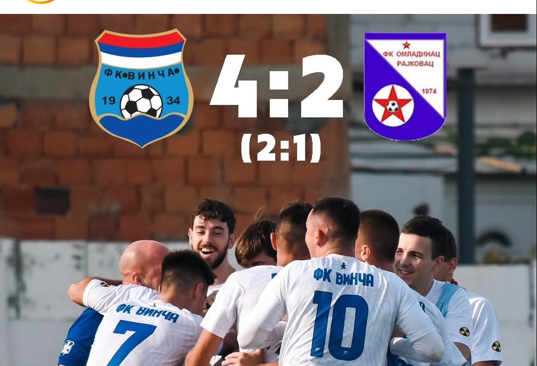 FK Vinča slavila je protiv Omladinca iz Rajkovca sa 4:2.