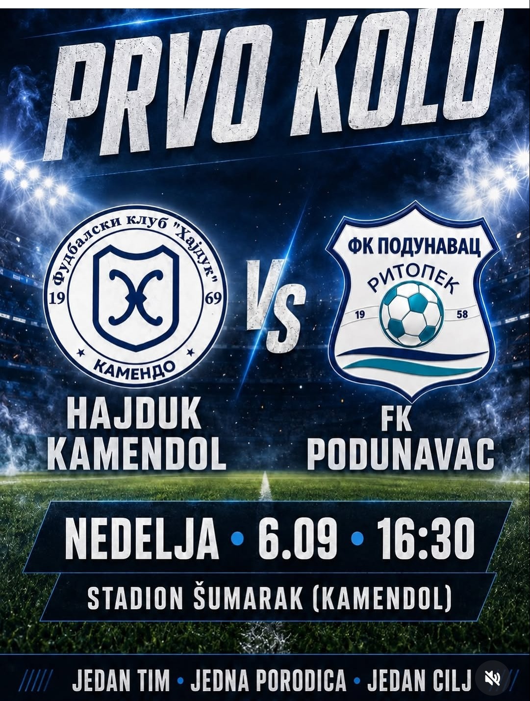 Utakmica FK Hajduk Kamendol i FK Podunavac